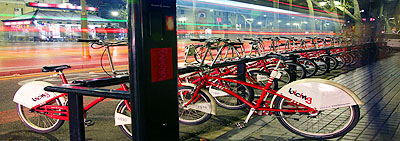 Bicing Station on Las Ramblas in Barcelona